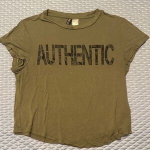 H&M Olive Green Authentic Print Tee